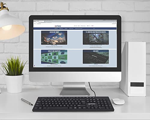 Wired Computer Keyboard Basic Black Keyboard - With 4.5Ft Usb-A Cable, 104-Keys, Foldable Stands - Compatible For Windows, Pc, Laptop - 3 Yr Mfg 179324