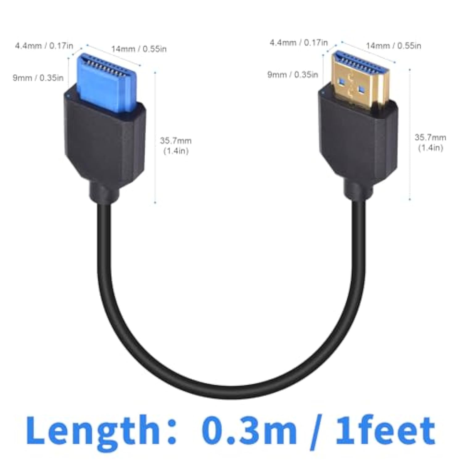 8K Short Hdmi Cable 1Feet/30, Hdmi 2.1 Cable, 48Gbps Extreme Thin Hdmi Male To