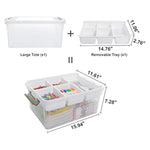 Citylife 17 Qt Plastic Storage Box With Removable Tray Craft Organizers And Storage Clear Storage Container For Organizing Bead, Tool, Sewing, Playdoh