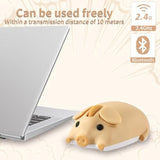 Bluetooth Mouse, 2.4G Mice Cute Cartoon Pig Dual Mode (Bluetooth Or 2.4 Ghz Receiver) Computer Mouse 1200Dpi Silent Clicks Mice For Laptop/Notebook/Ipad/Pc/Mac/Chromebook Office Home(Yellow)