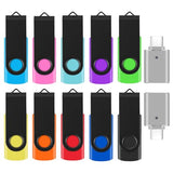 10 Pack 16Gb Flash Drives With 2 Usb C Adapters, Thumb Drive, Memory Stick Compatible With Pc, Laptops, Mac And Adapters For Usb C Devices (10 Mixed Color)