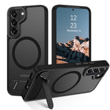 Magnetic For Samsung Galaxy S22 Case, Compatible With Magsafe With Invisible Kickstand, Translucent Matte Back Tpu Bumper Military Grade Samsung Galaxy S22 Phone Case, Black