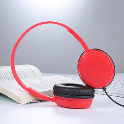 Kids Headphones Bulk 2 Pack for Classroom School, 3.5mm Pulg, Lightweight, Sturdy Wired Headsets for Students and Adults (Red & Blue)