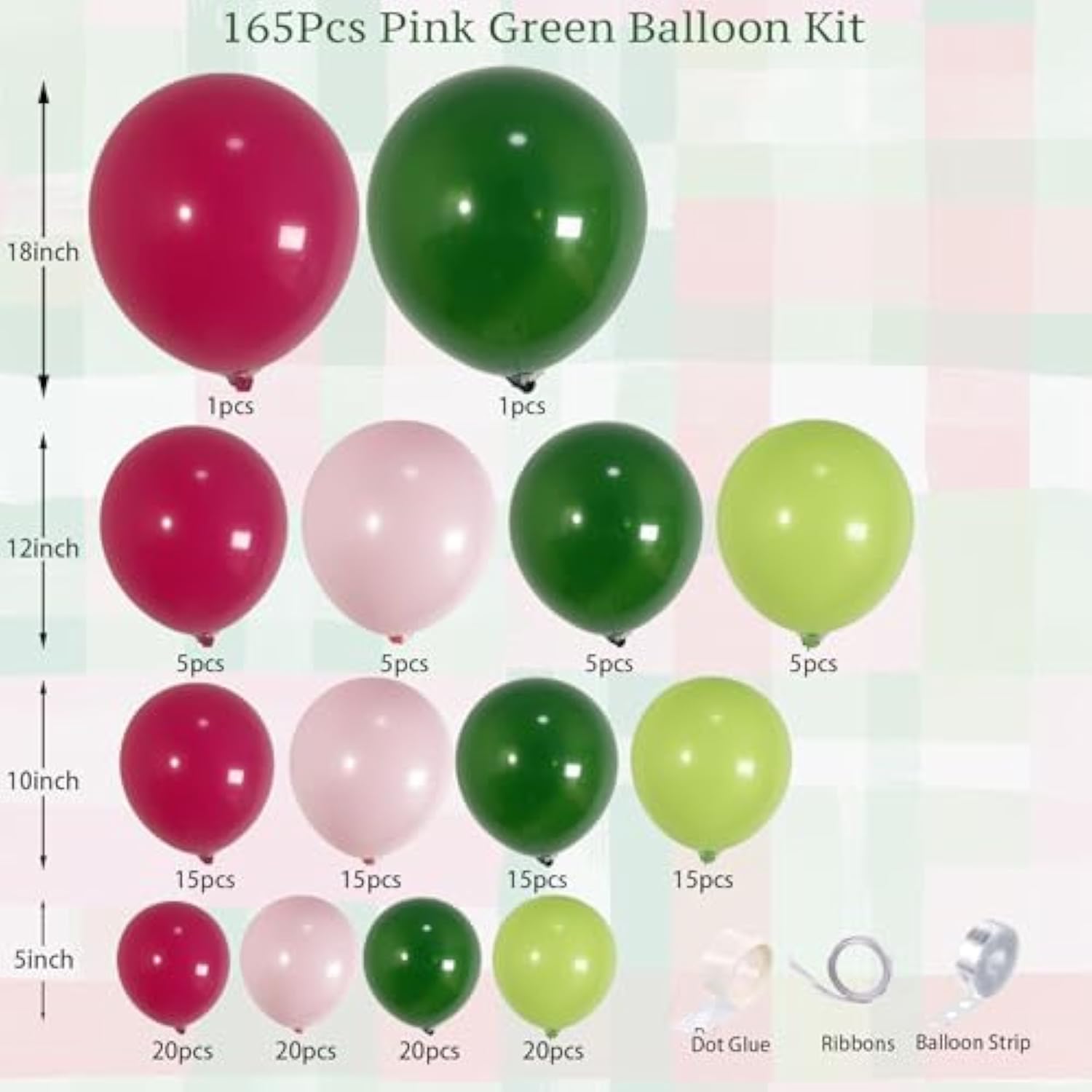 165Pcs Pink And Green Balloon Arch Garland Kit For Tropical Luau Hawaiian Theme, Flamingo Party Decor, Spring Garland, Watermelon Arch, Summer Birthday Baby Shower Decorations