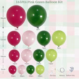 165Pcs Pink And Green Balloon Arch Garland Kit For Tropical Luau Hawaiian Theme, Flamingo Party Decor, Spring Garland, Watermelon Arch, Summer Birthday Baby Shower Decorations