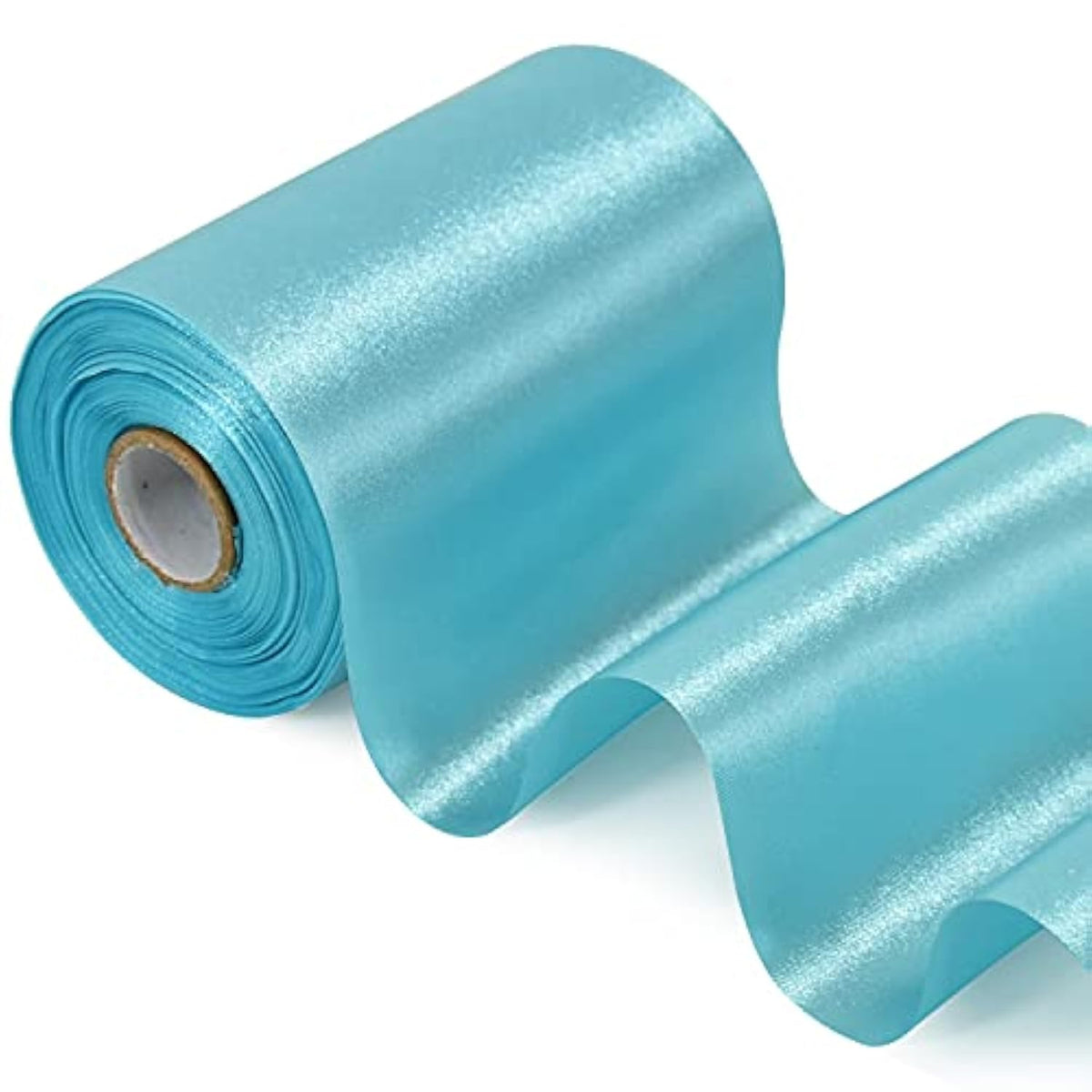 4 Inch Wide Light Blue Solid Satin Ribbon 22Yd Fabric Large Ribbon For