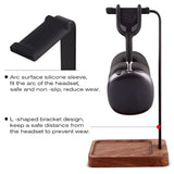 Walnut Wood & Aluminum Headset Holder, Desktop Headphone Stand, Universal Head