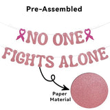 No One Fights Alone Banner - Peace Out Chemo Banner, Cancer Survivor Party Decorations, Chemotherapy, Cancer Free, Fundraiser Sign Rose Gold Glitter
