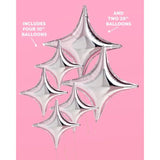 Silver Sparkle Foil Birthday Balloon - 6 Pc | Bday Party Decorations, Bachelorette, Anniversary, Graduation