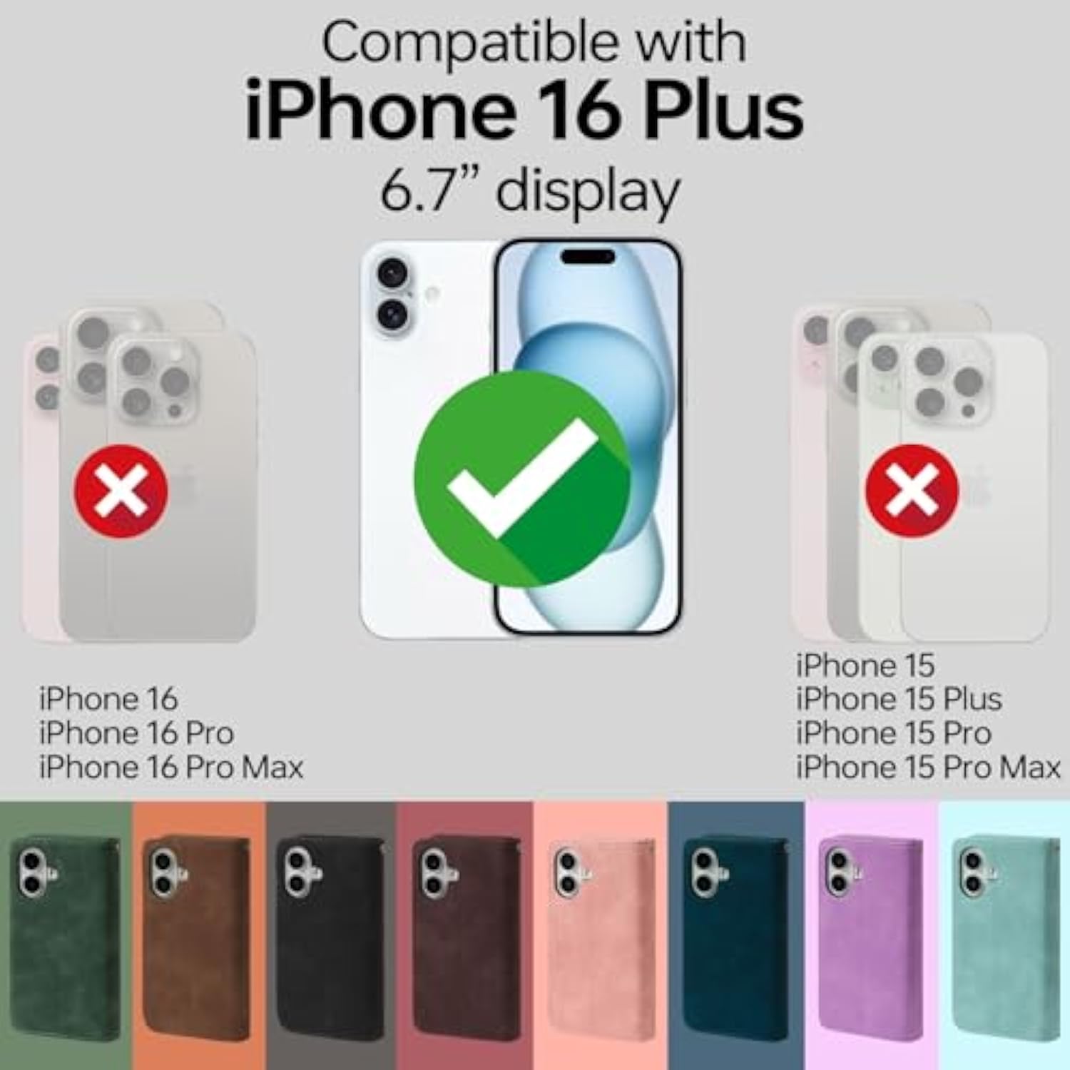 Compatible With Iphone 16 Plus Case Wallet - Pu Leather Wallet Case For Iphone 16 Plus With Card Holder Rfid Blocking Zipper Pocket Flip Folio With Wrist Strap Protective Case (Pink)