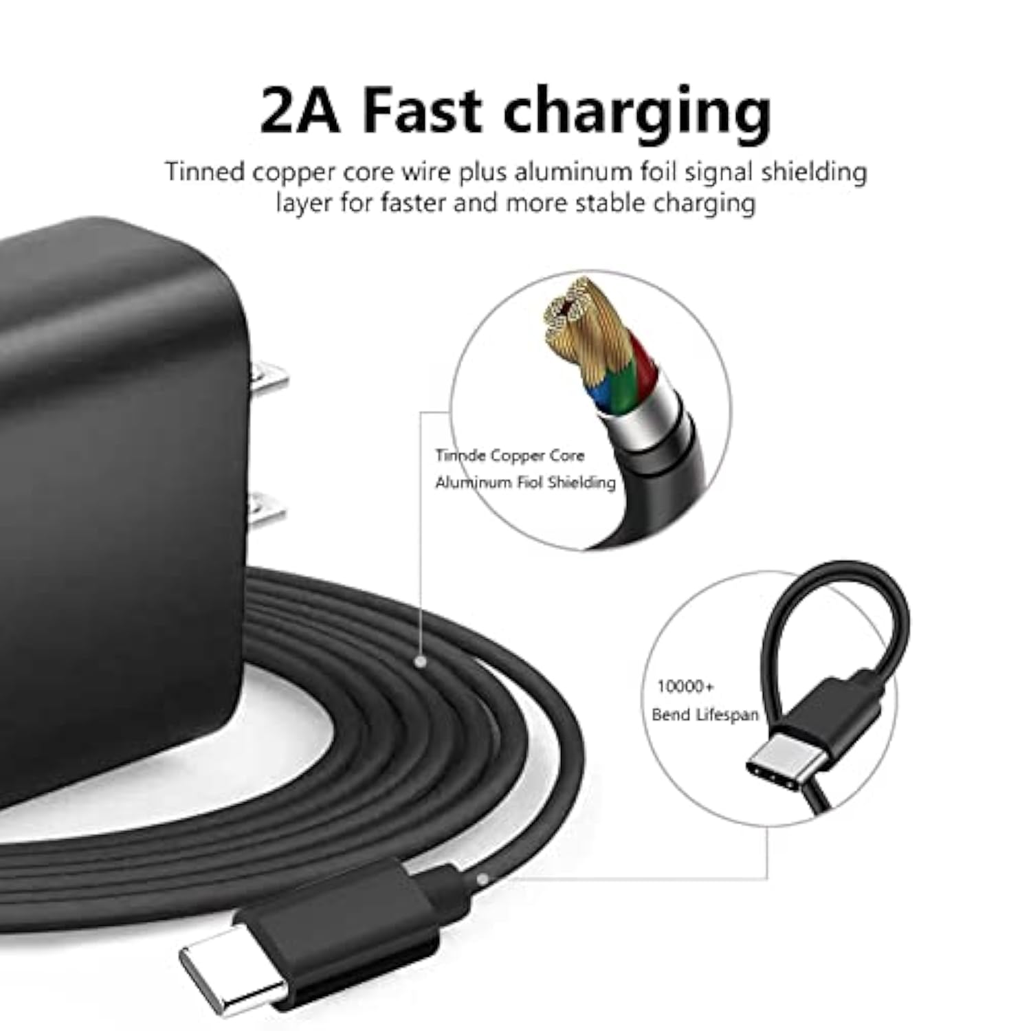 5Ft Usb-C Charging Cable With Matching Usb Charger For The New Kindle Paperwhi