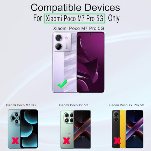 Screen Protector For Xiaomi Poco M7 Pro 5G 6.67"(2 Pack),9H Hardness Tempered Glass,With 1Pc Camera Lens Protector,1Pc Back Carbon Fiber Film,Easy to