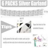 10 Pack 10 Feet Silver Foil Fringe Garland Metallic Tinsel Streamers Banner Wall Hanging Curtain Backdrop For Parade Floats, Bachelorette, Wedding, Birthday, Valentine'S Day Party Decorations