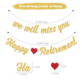 Happy Retirement Banner And We Will Miss You Banner For Retirement Party Decorations(Pre-Strung)