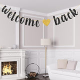 Welcome Back Banner, Returning Home Party Supplies, Happy Retirement Sign, Welcome Home Theme, Back To School Party Decorations Black Glitter