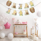 10 Pcs Winnie Banner Cutout Garland – Classic Pooh Baby Shower & Birthday Banner Signs, Adorable Party Supplies