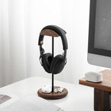 Walnut Wood & Aluminum Headset Stand, Desktop Headphone Stand, Headset Holder
