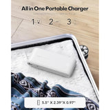 Portable Charger With Built-In Cables And Wall Plug, Fast Charging Power Bank 10000Mah, Usb C Battery Pack Compatible With Iphone 15/14/13, Samsung, Tablets, More Phones - White