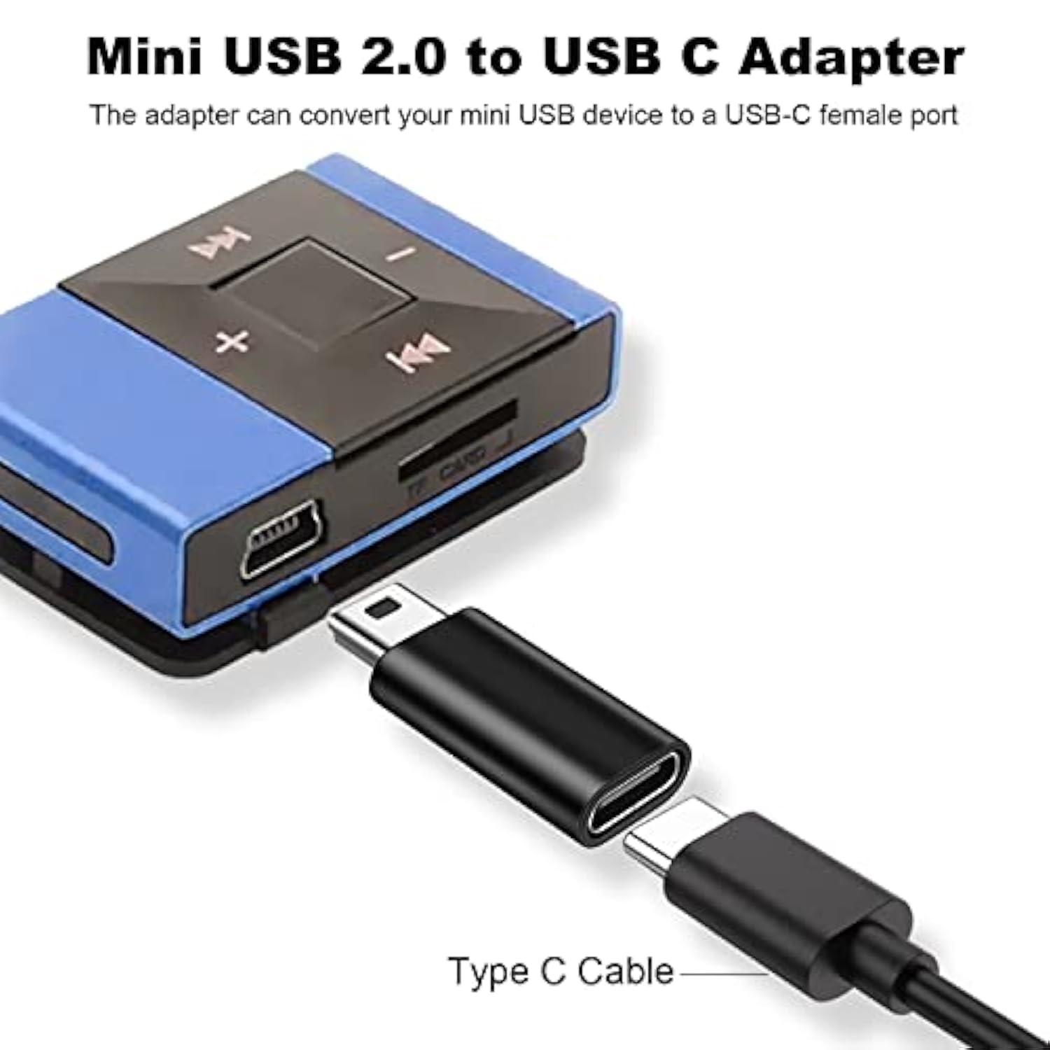 Mini Usb 2.0 To Usb C Adapter (4 Pack), Usb Type C Female To Mini Usb Male Con