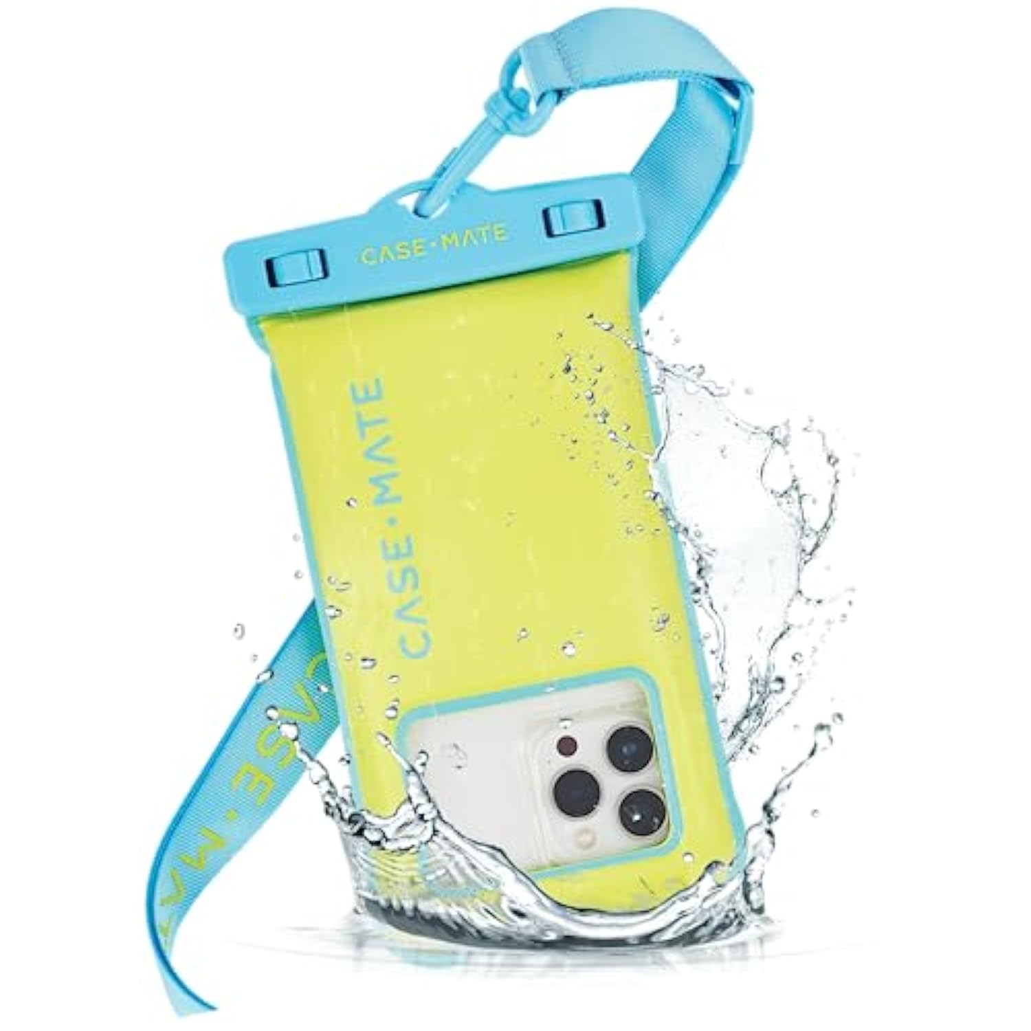Case-Mate IP68 Waterproof Phone Pouch - Floating Waterproof Phone Case with Crossbody Lanyard - Beach Cruise Ship Travel Essentials - Compatible with All Devices - Touchscreen Friendly - Citrus Splash