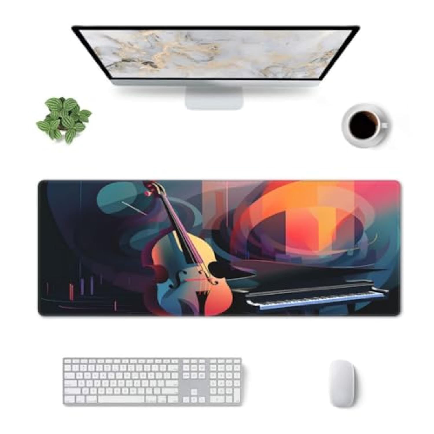 Jazz Music Festival Mouse Pad, Large 31.5 X 11.8 In Rubber Base Keyboard Mouse Mat Desk Pad