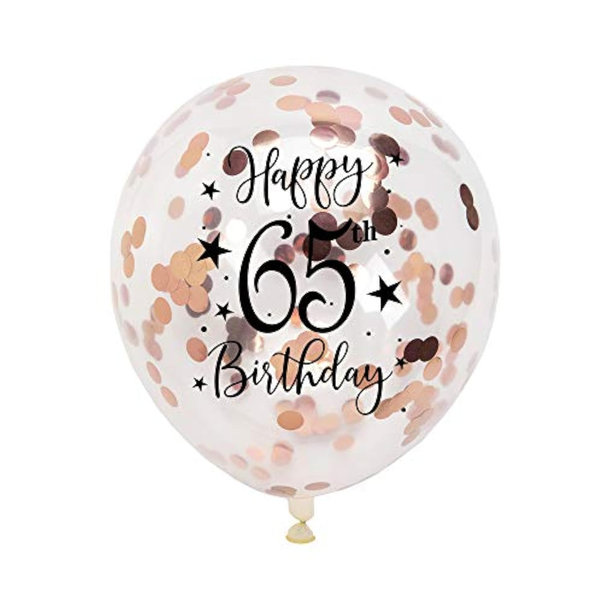 Rose Gold 65Th Confetti Latex Balloons, Woman Happy 65 Years Birthday Party Balloon Decoration With Confetti, 12In, 16 Pack