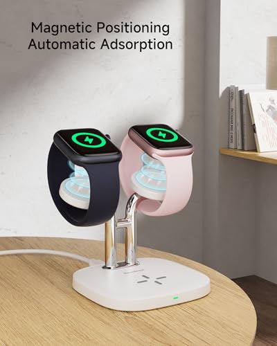 Dual Watch Charger with Fast Charging for  Watch, 704A, 3-in-1 Wireless Charging Station Stand for  Watch Ultra 3/11/10, Wireless Charger