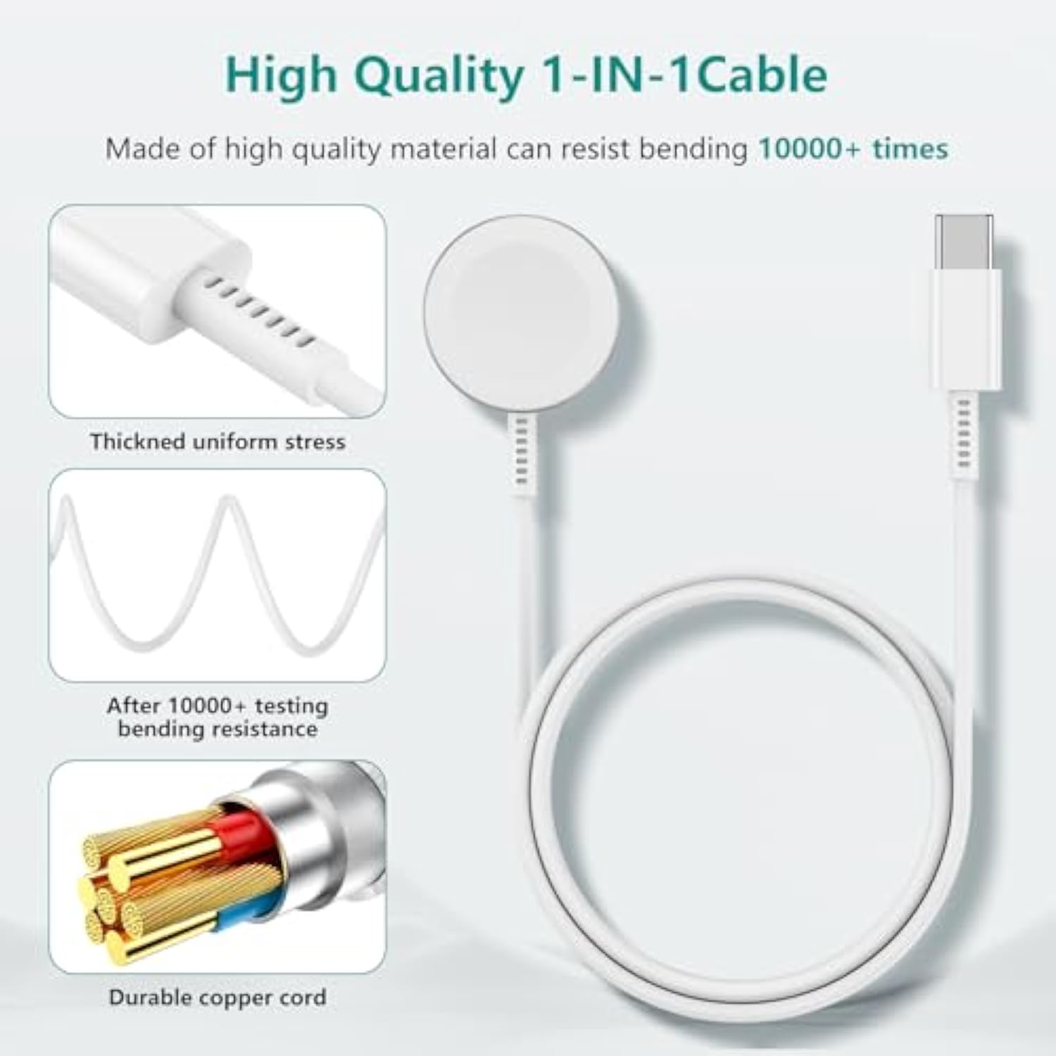 2Pack For Apple Watch Charger Cable, Magnetic Fast Charger To Usb-C Cable 6Ft(2M), Wireless Fast Iwatch Charger Portable Compatible With Iwatch Ultra/Series 9/8/7/6/Se/Se2/5/4/3/2/1-White