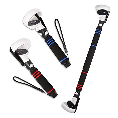 Vr Game Handle Attachments For Oculus/Meta Quest 2 Handles,2 In 1 Upgraded Multipurpose Vr Dual/Long Stick Handle Extension Grips For Quest 2 Controllers Playing Beatsaber Games