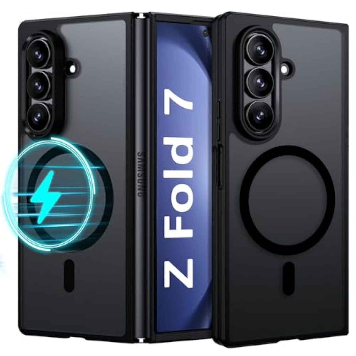 Magnetic For Samsung Galaxy Z Fold 7 Case [Compatible With Magsafe] Translucent Matte Phone Case Samsung Z Fold 7 Slim Shockproof Women Men Protective Cover For Galaxy Z Fold7 2025, Black