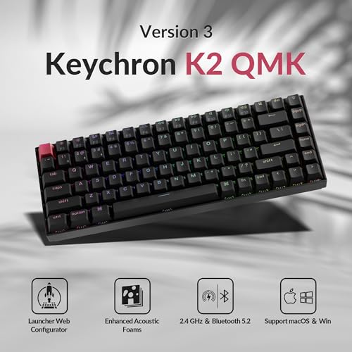 K2 75% Layout Qmk Wireless And Wired Options Mechanical Keyboard Super Banana Switch, Rgb Backlit With Shine-Through Double-Shot Pbt Keycaps For Mac Windows-Version 3