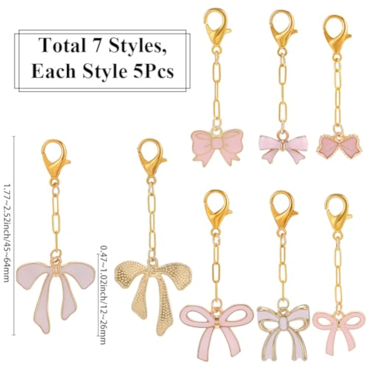 35Pcs 7 Styles Bow Keychains Party Favors Bowknot Key Chains For Women Pink Cute Bow Bag Charm Purse Accessories Gifts Supplies For Birthday Party Decorations Daily Use Handbag Backpack