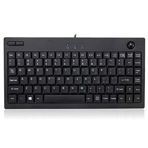 Akb-310Ub - Wired Usb Mini Trackball Usb Keyboard, 87-Key Us Layout, Black