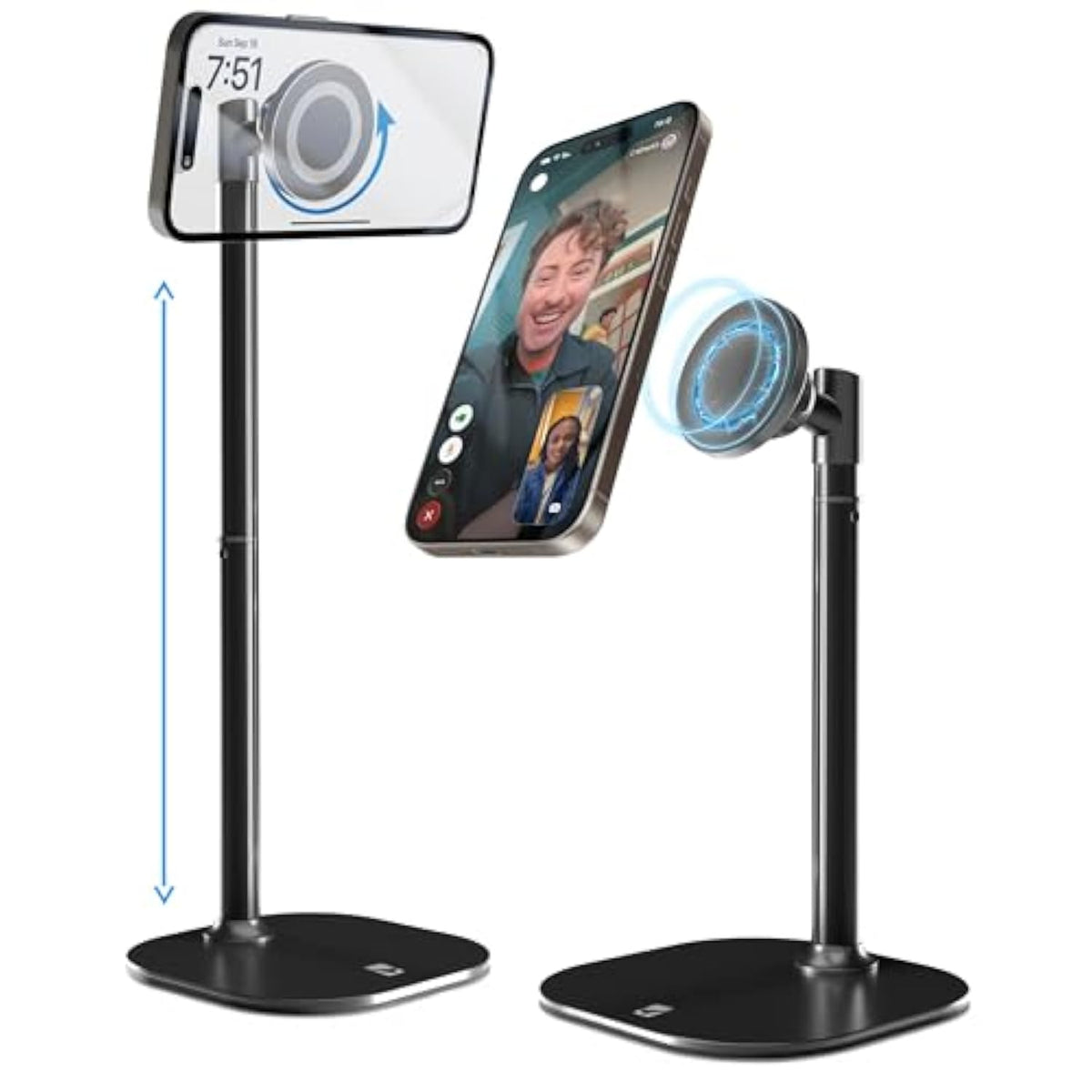 Cooper MagStand - Adjustable Magnetic iPhone Stand for Desk & Phone Holder for Video Recording, Compatible with MagSafe, Stand for iPhone 16 Pro Max, 15/14/13/12, Small Mag Safe Tripod (Night Black)