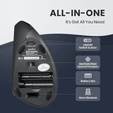 Perixx PERIMICE-713L, Wireless Ergonomic Left Handed Vertical Mouse, 6 Buttons Design, 3 Level DPI, Black, Medium