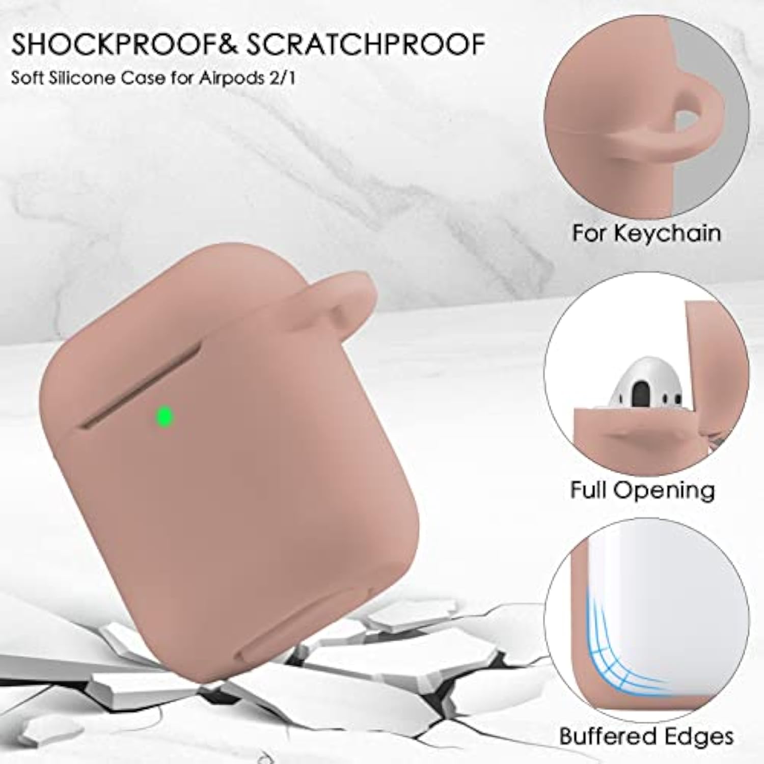 Case Fit For Airpod 1St/2Nd Generation With Cute Bling Keychain,Ipods Silione Cover Compatible For Apple Air Pod/Ipod 2 And 1 Gen Case,Led Visible,For Women And Girls,Milk Tea