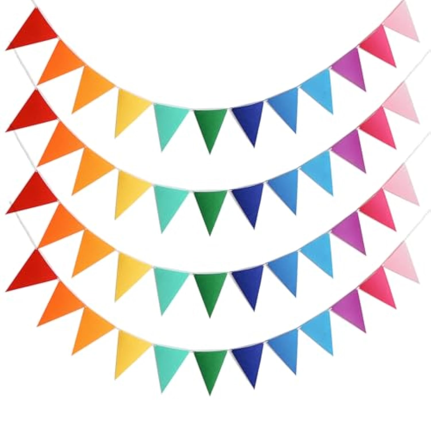 4 Strings 48Pcs Rainbow Pennant Banner Flags- Colorful Triangle Felt ...