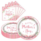 Mother's Day Decorations Pink Flower Plates and Napkins Set of 20, 9 Inch Party Paper Plates and Napkins Sets, Floral Paper Plates for Mother’s Day Party Supplies, Happy Mothers Day Paper Goods