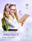 Cat Ear Kids Bluetooth Headphones, LED Lights Up, 74/85dBA Safe Volume Limited, 50H Playtime,Bluetooth 5.2, USB C,Kids Headphones Wireless Over Ear