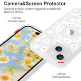Clear Floral iPhone 15 Case with Magnetic Closure, White