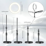 Desk Ring Light with Telescopic Stand for Phone Laptop Selfies and Streaming