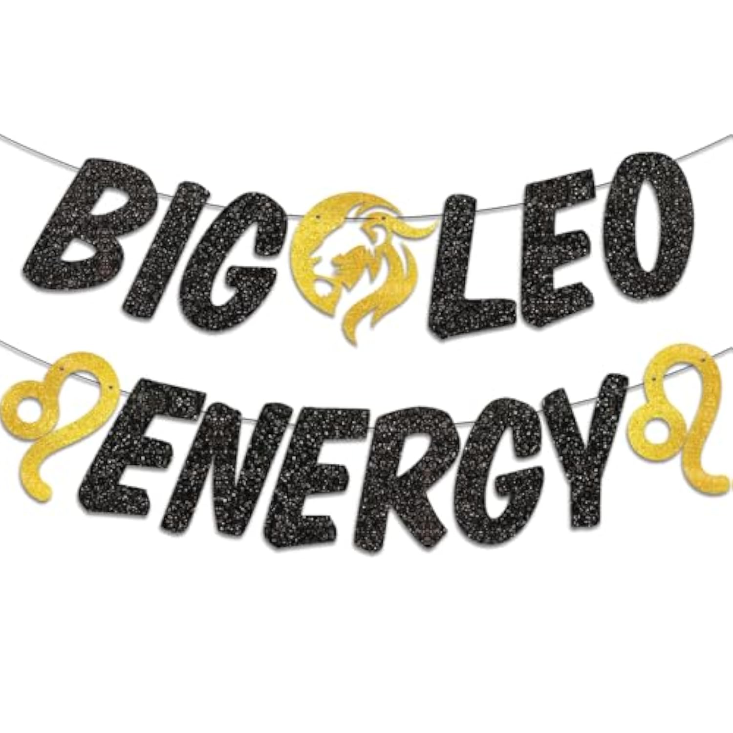 Big Leo Energy Birthday Banner, July/August Birthday Party Décor, 12 Constellation Zodiac Leo Bhday Party Decorations, Astrology Bhday Party Supplies?Black Gold?