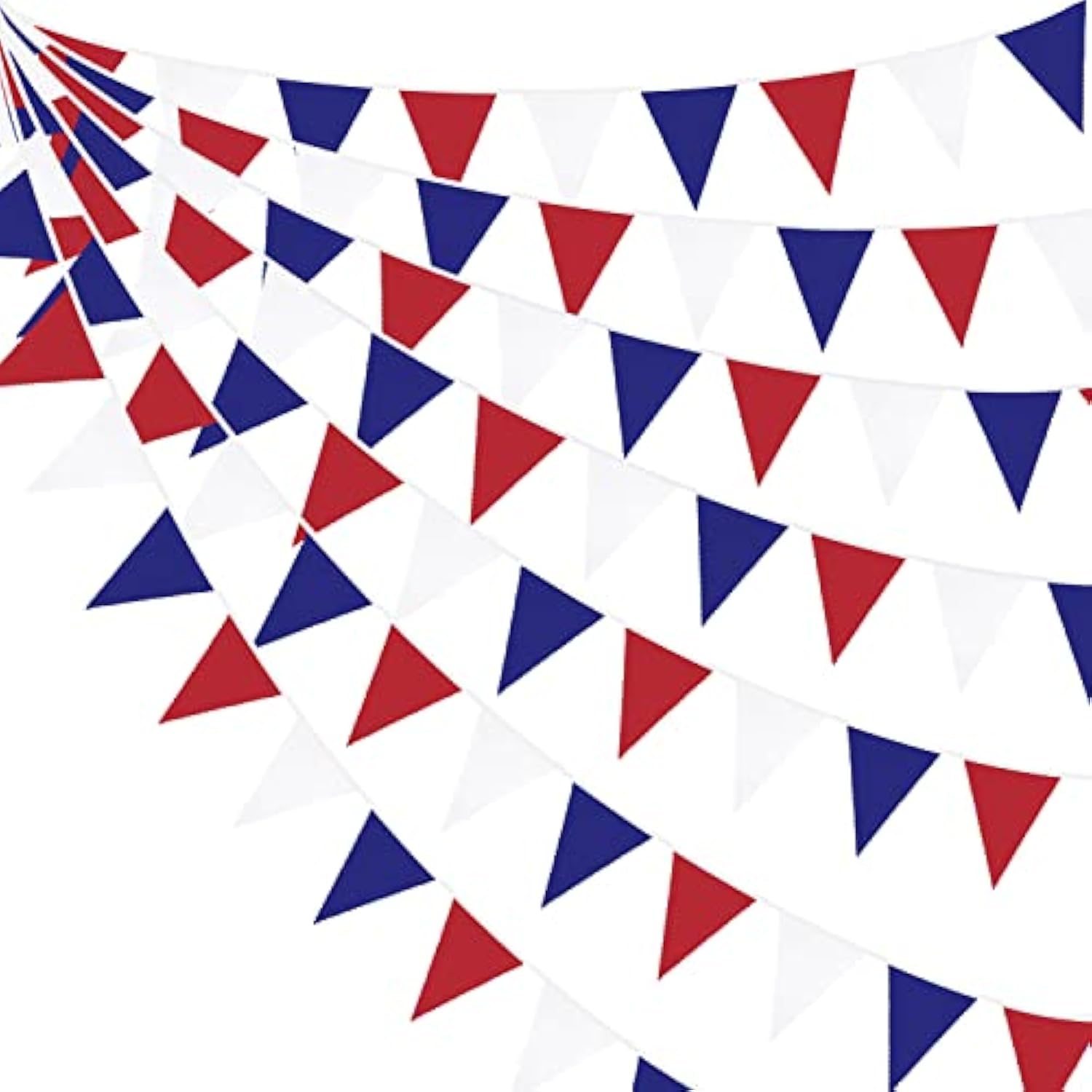 32Ft Red, Blue & White Pennant Banner - Patriotic Party Garland for 4th of July
