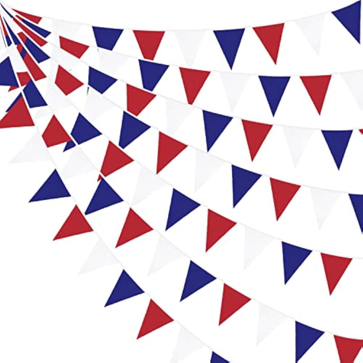 32Ft Red, Blue & White Pennant Banner - Patriotic Party Garland for 4th of July