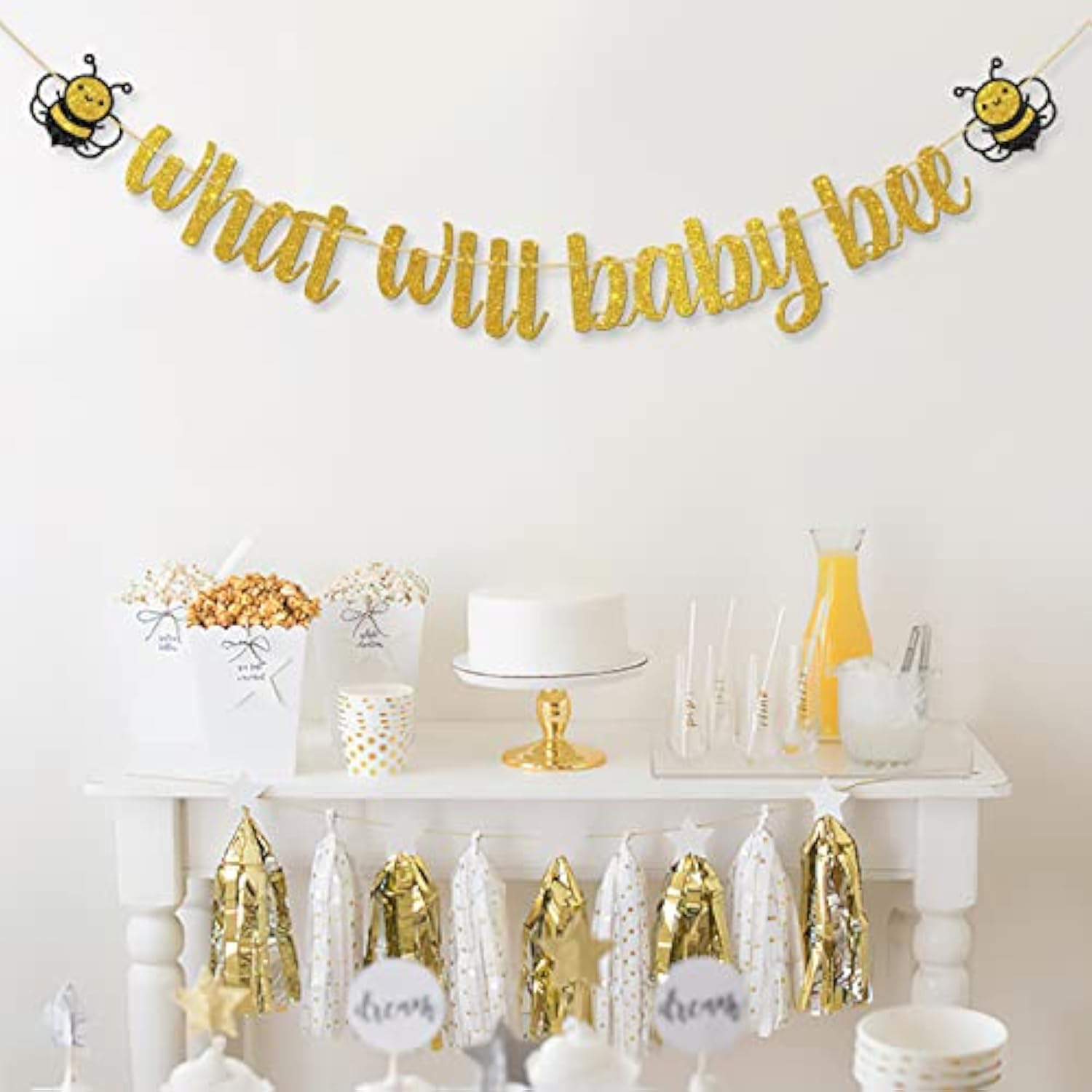 What Will Baby Bee Banner Bumble Bee Gender Reveal Baby Shower Decor
