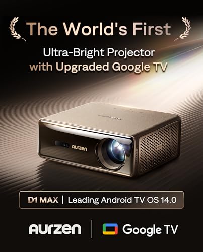 Eazze D1 Max Upgraded Google Tv Smart Projector 4K Supported, Ultra-Bright 1000 Ansi Lumens, Memc Tech, Fully Automatics, 20W Doiby Audio, Home Theater Movie Projector With Wifi And Bluetooth