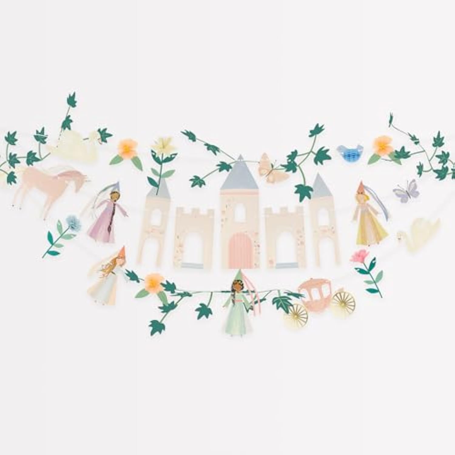 Meri Meri Princess Party Garland (Pack of 1). 6' Garland, Measures 10' Including Excess Cord, Princess Birthday Party Decorations