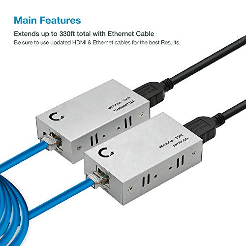 Et4K100M 4K@30Hz Hdmi 1.4 Extender Over Cat5E/Cat6/Cat7 330 Ft (100 M), Hdcp 1.4, With Loop-Out, Ir Pass-Through & Surge Protection