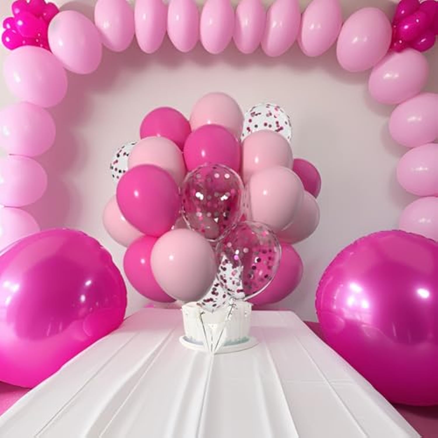 Pink Balloons,12 Inch Confetti Latex Balloons For Party Decorations,Pack Of 50