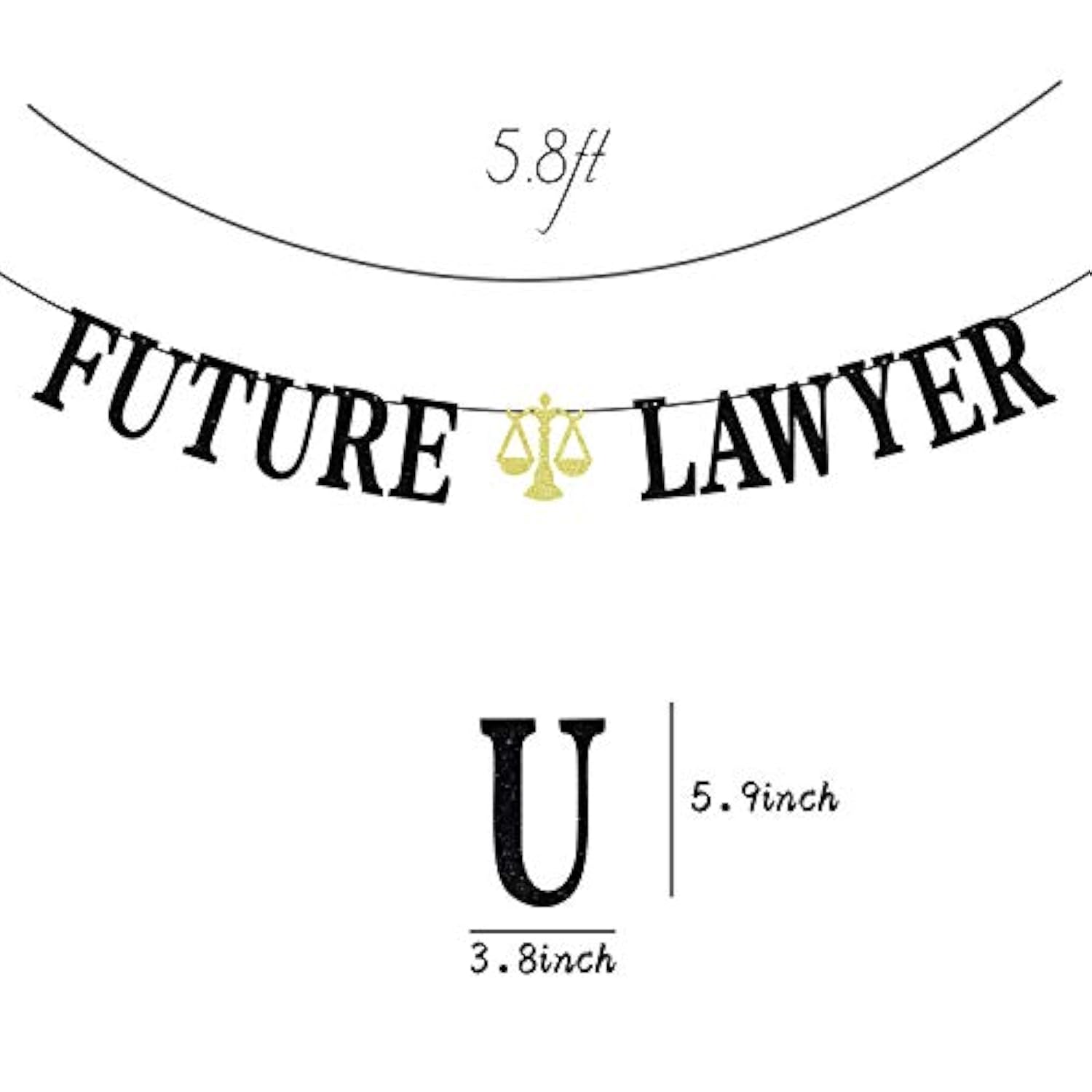 Black Glitter Future Lawyer Banner - Congrats Lawyer Graduation Buntin